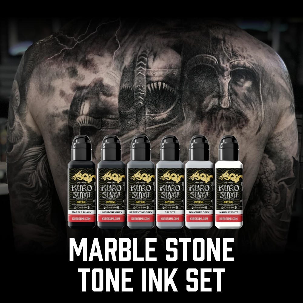 Kuro Sumi Imperial Tattoo Ink - Marble Stone Set 6 x 44ml