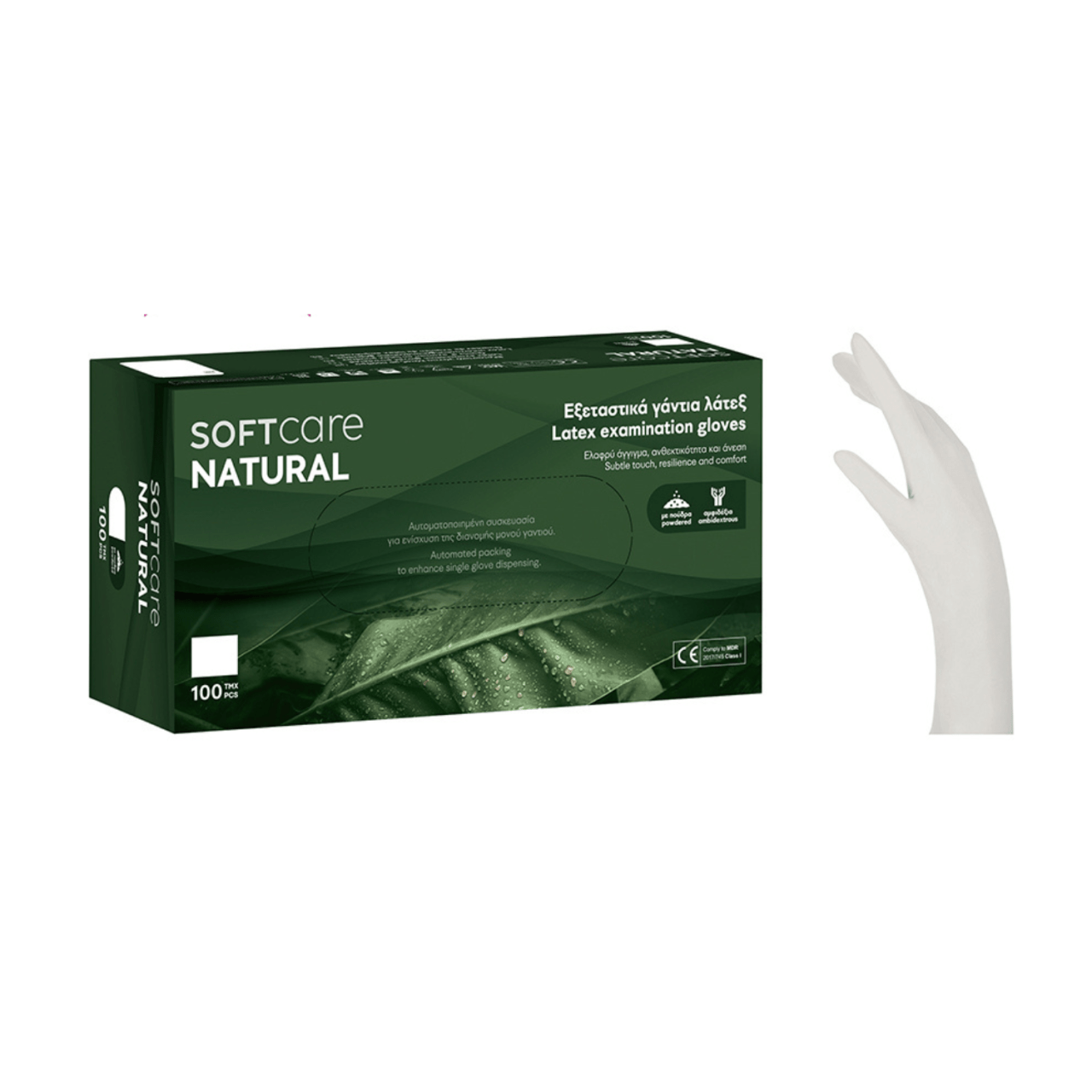 SoftCare Natural Latex Gloves With Powder - White