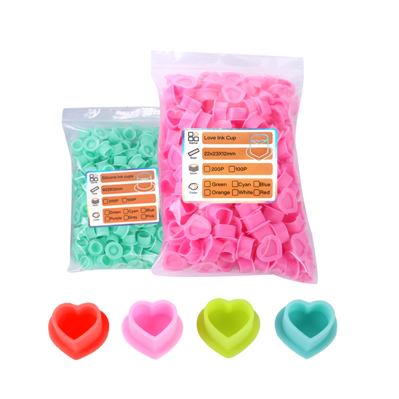 Silicone Heart Ink Cups
