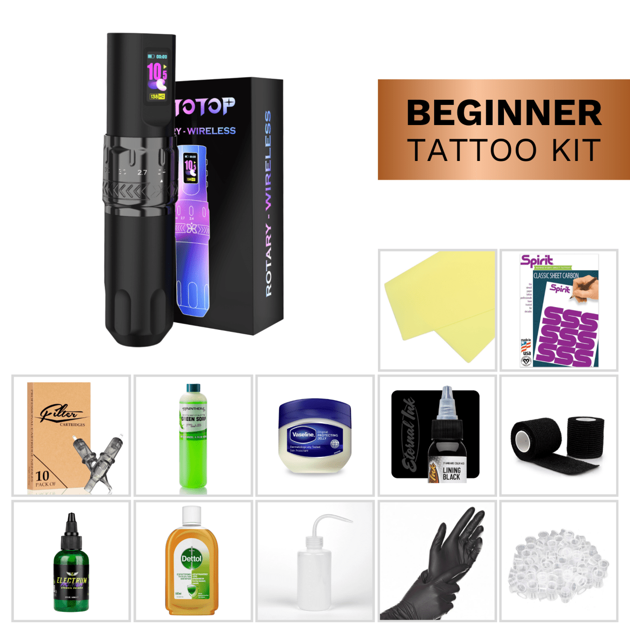 Beginner Tattoo Kit - TOTOP V3 Wireless Machine