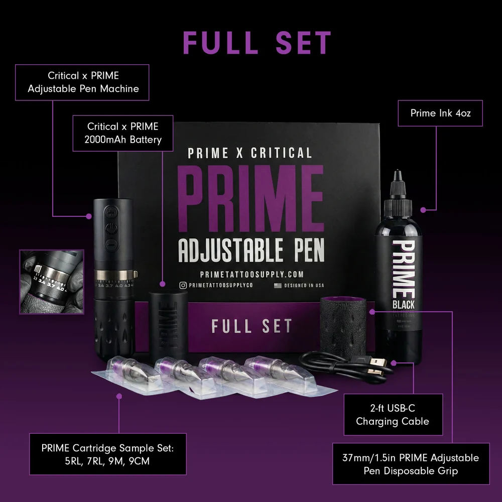 PRIME Adjustable Tattoo Pen Full Set - Image 2